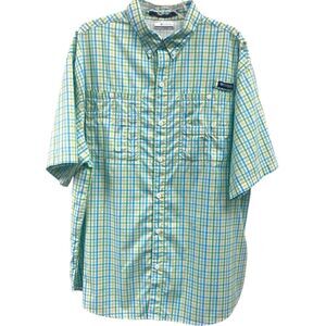 Columbia PFG Men’s XL Button Down Short Sleeve Plaid‎ Omni Shade Fishing Shirt